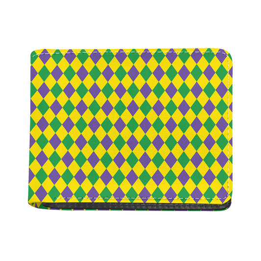 Harlequin Mardi Gras Pattern Print Bifold Wallet
