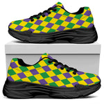 Harlequin Mardi Gras Pattern Print Black Chunky Shoes