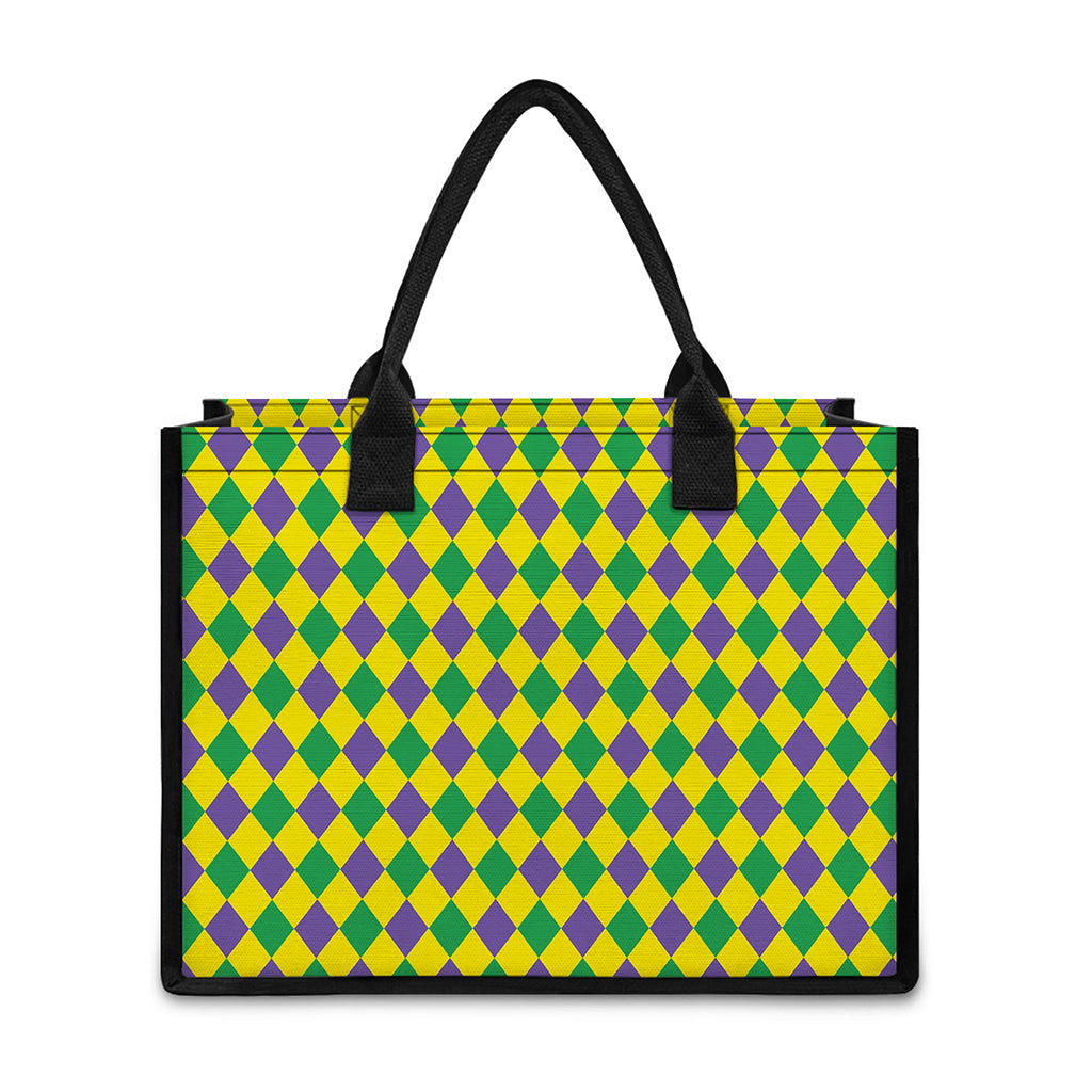 Harlequin Mardi Gras Pattern Print Canvas Tote Bag