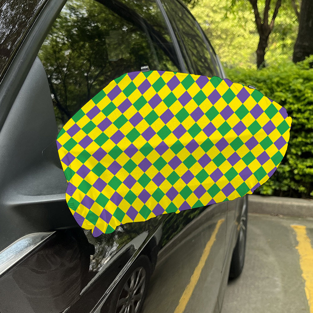 Harlequin Mardi Gras Pattern Print Car Side Mirror Covers