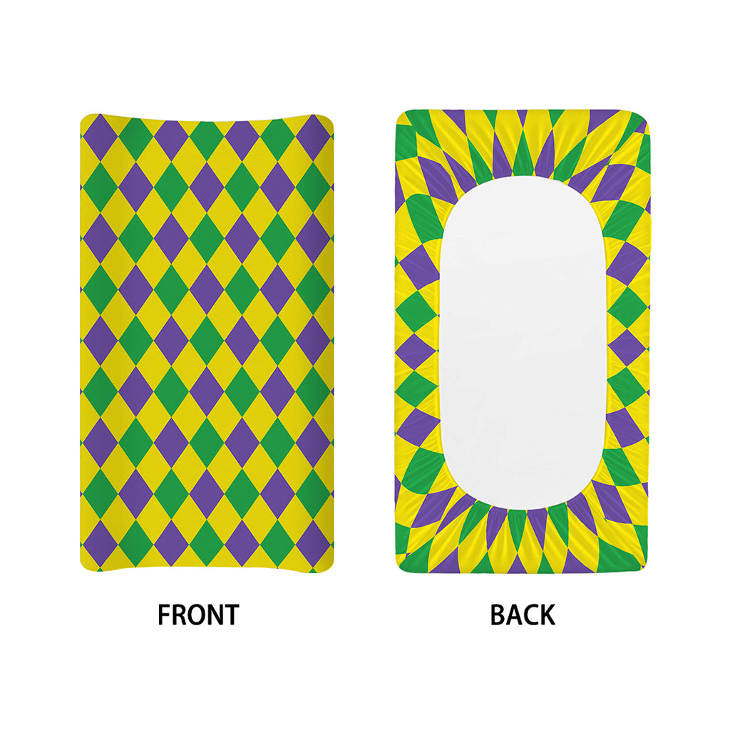 Harlequin Mardi Gras Pattern Print Changing Pad Cover