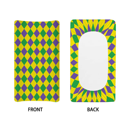 Harlequin Mardi Gras Pattern Print Changing Pad Cover