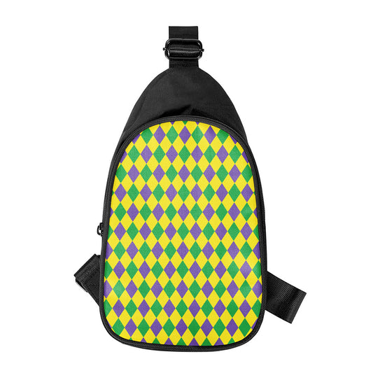 Harlequin Mardi Gras Pattern Print Chest Bag