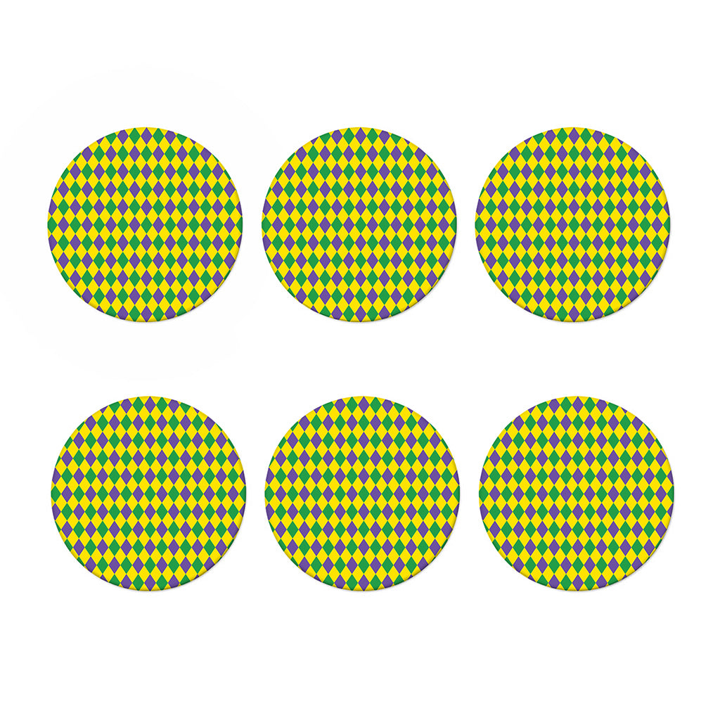 Harlequin Mardi Gras Pattern Print Coaster Set