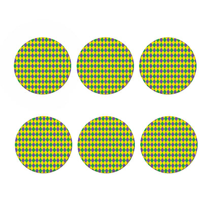 Harlequin Mardi Gras Pattern Print Coaster Set