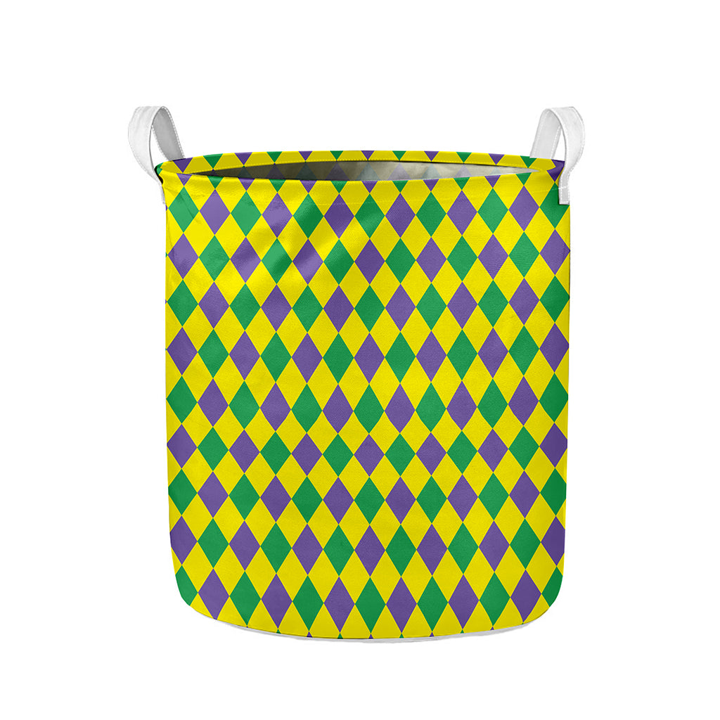 Harlequin Mardi Gras Pattern Print Collapsible Laundry Basket