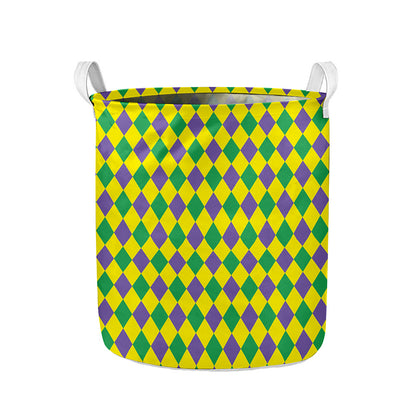 Harlequin Mardi Gras Pattern Print Collapsible Laundry Basket