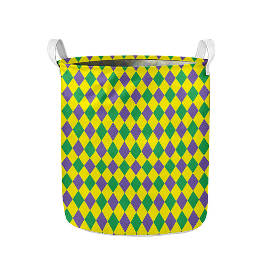 Harlequin Mardi Gras Pattern Print Collapsible Laundry Basket