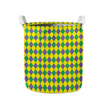 Harlequin Mardi Gras Pattern Print Collapsible Laundry Basket