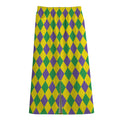 Harlequin Mardi Gras Pattern Print Cotton Front Slit Maxi Skirt