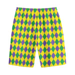 Harlequin Mardi Gras Pattern Print Cotton Shorts