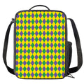 Harlequin Mardi Gras Pattern Print Crossbody Lunch Bag