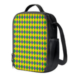 Harlequin Mardi Gras Pattern Print Crossbody Lunch Bag