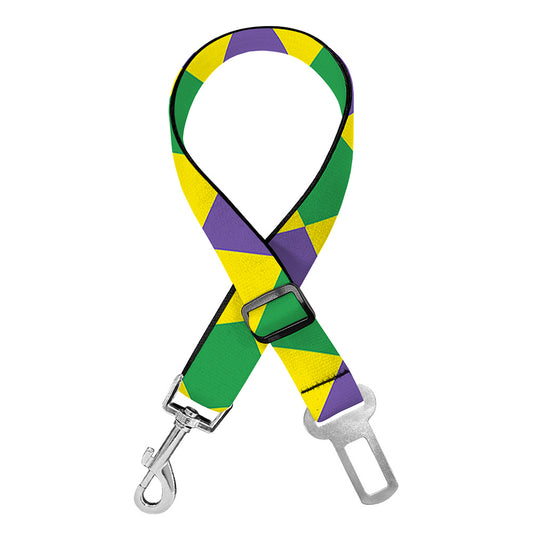 Harlequin Mardi Gras Pattern Print Dog Seat Belt