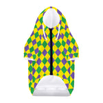 Harlequin Mardi Gras Pattern Print Dog Zip Up Hoodie