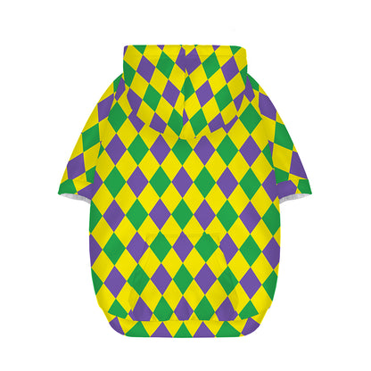 Harlequin Mardi Gras Pattern Print Dog Zip Up Hoodie