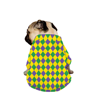 Harlequin Mardi Gras Pattern Print Dog Zip Up Jacket