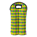 Harlequin Mardi Gras Pattern Print Double Neoprene Wine Tote