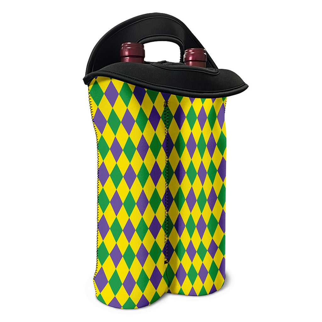 Harlequin Mardi Gras Pattern Print Double Neoprene Wine Tote