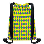 Harlequin Mardi Gras Pattern Print Drawstring Backpack