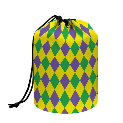 Harlequin Mardi Gras Pattern Print Drawstring Makeup Bag