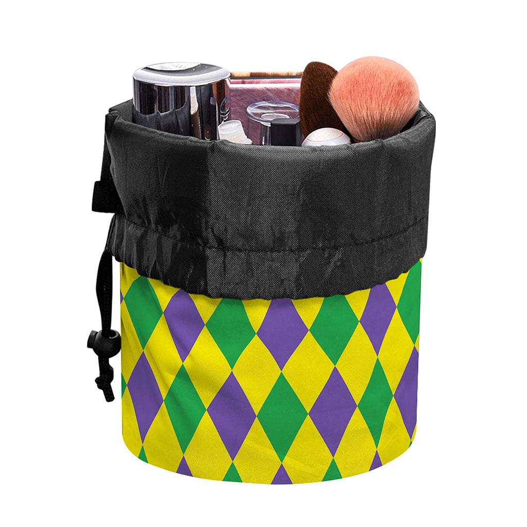 Harlequin Mardi Gras Pattern Print Drawstring Makeup Bag