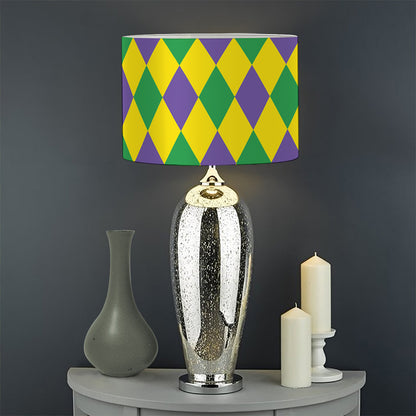 Harlequin Mardi Gras Pattern Print Drum Lamp Shade