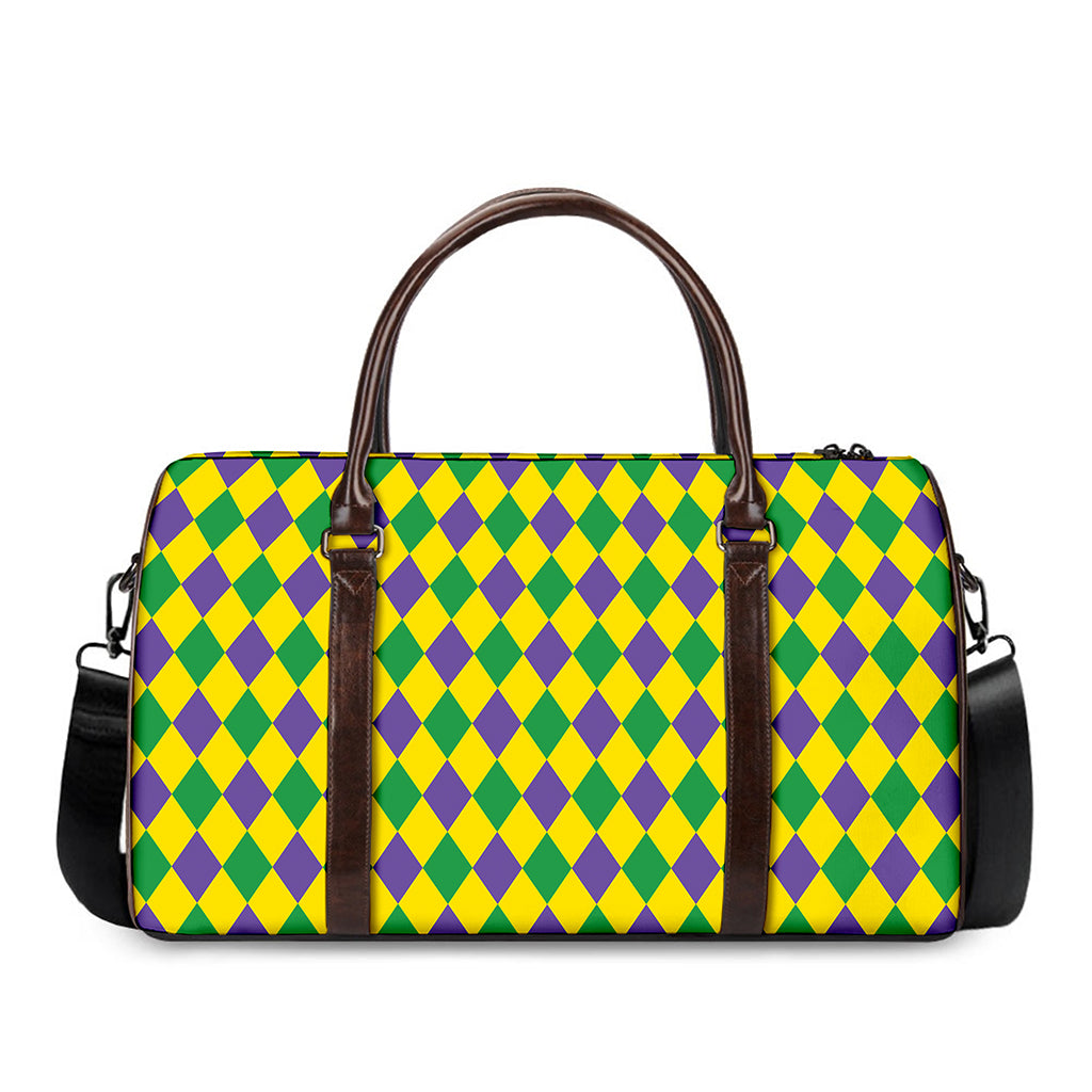 Harlequin Mardi Gras Pattern Print Duffle Bag