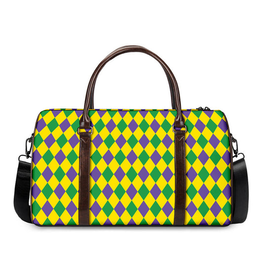 Harlequin Mardi Gras Pattern Print Duffle Bag