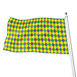 Harlequin Mardi Gras Pattern Print Flag