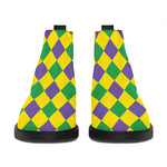 Harlequin Mardi Gras Pattern Print Flat Ankle Boots