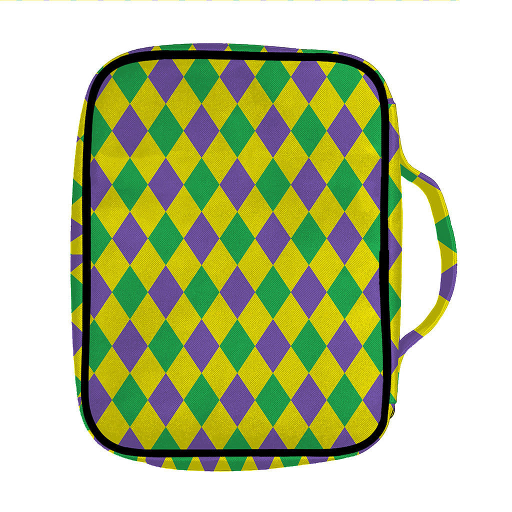 Harlequin Mardi Gras Pattern Print Front Pocket Bible Bag
