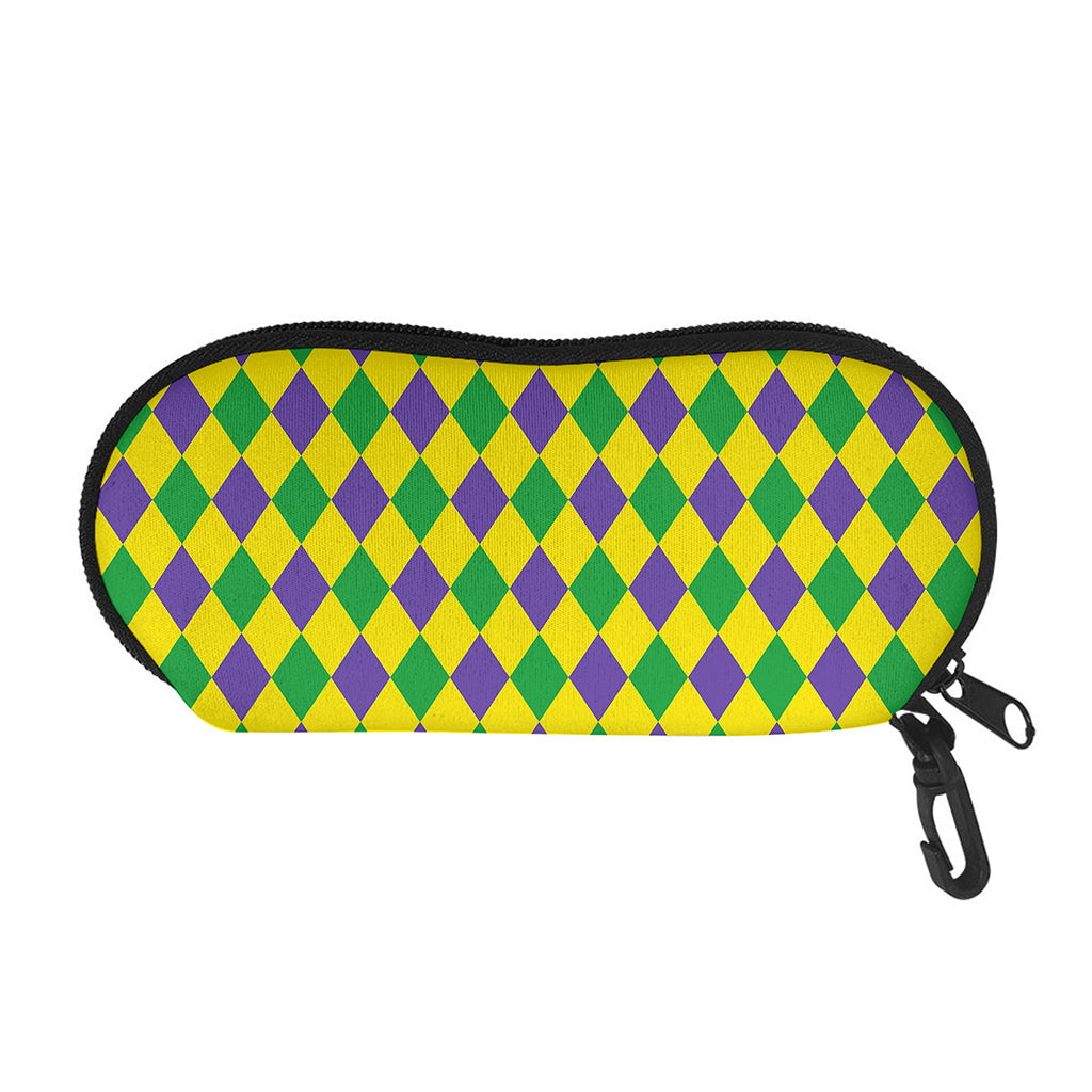 Harlequin Mardi Gras Pattern Print Glasses Case