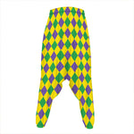 Harlequin Mardi Gras Pattern Print Hammer Pants
