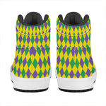 Harlequin Mardi Gras Pattern Print High Top Leather Sneakers
