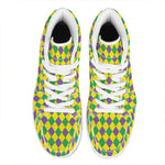Harlequin Mardi Gras Pattern Print High Top Leather Sneakers