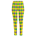Harlequin Mardi Gras Pattern Print High-Waisted Pocket Leggings