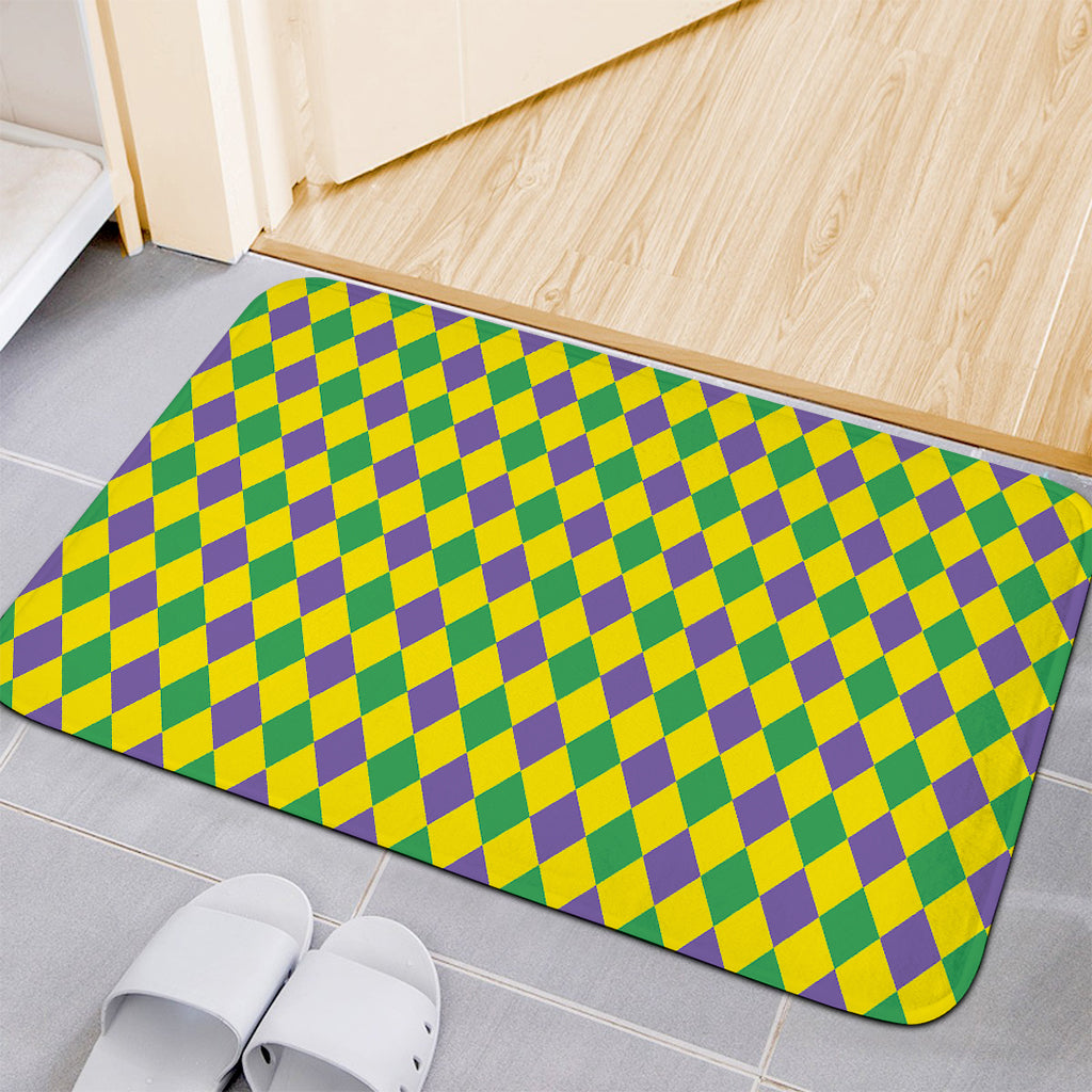 Harlequin Mardi Gras Pattern Print Indoor Door Mat