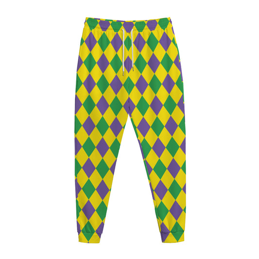 Harlequin Mardi Gras Pattern Print Jogger Pants