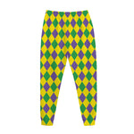 Harlequin Mardi Gras Pattern Print Jogger Pants