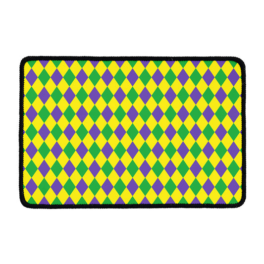 Harlequin Mardi Gras Pattern Print Kitchen Mat