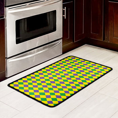Harlequin Mardi Gras Pattern Print Kitchen Mat