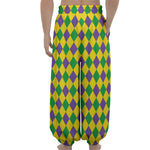 Harlequin Mardi Gras Pattern Print Lantern Pants