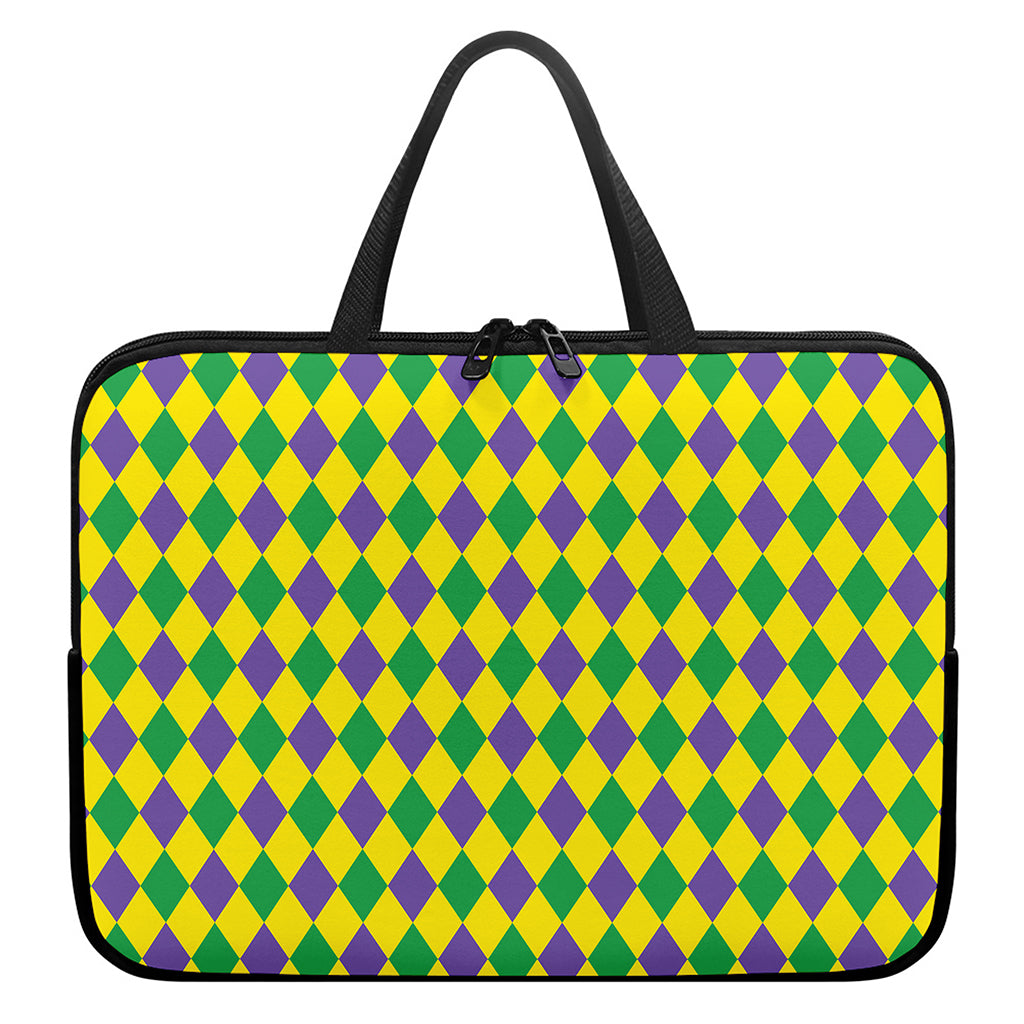 Harlequin Mardi Gras Pattern Print Laptop Sleeve With Handle