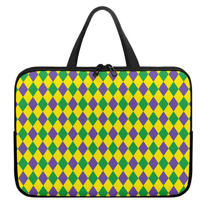 Harlequin Mardi Gras Pattern Print Laptop Sleeve With Handle