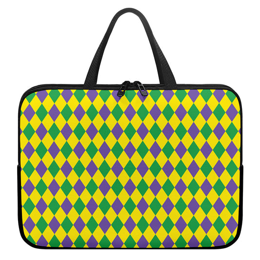 Harlequin Mardi Gras Pattern Print Laptop Sleeve With Handle