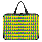 Harlequin Mardi Gras Pattern Print Laptop Sleeve With Handle