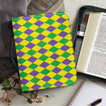 Harlequin Mardi Gras Pattern Print Leather Bible Cover