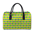 Harlequin Mardi Gras Pattern Print Leather Duffel Bag