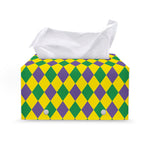 Harlequin Mardi Gras Pattern Print Leather Tissue Box Cover